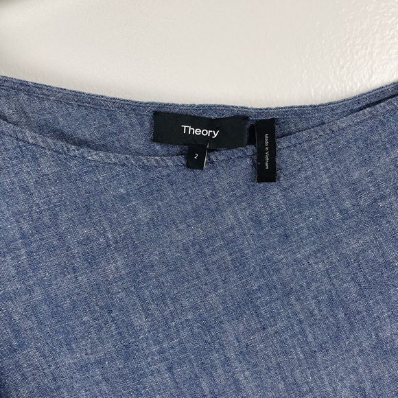 Theory Ulrika B Chambray One Shoulder Mini Dress/ Tunic Size 2 - Picture 5 of 9
